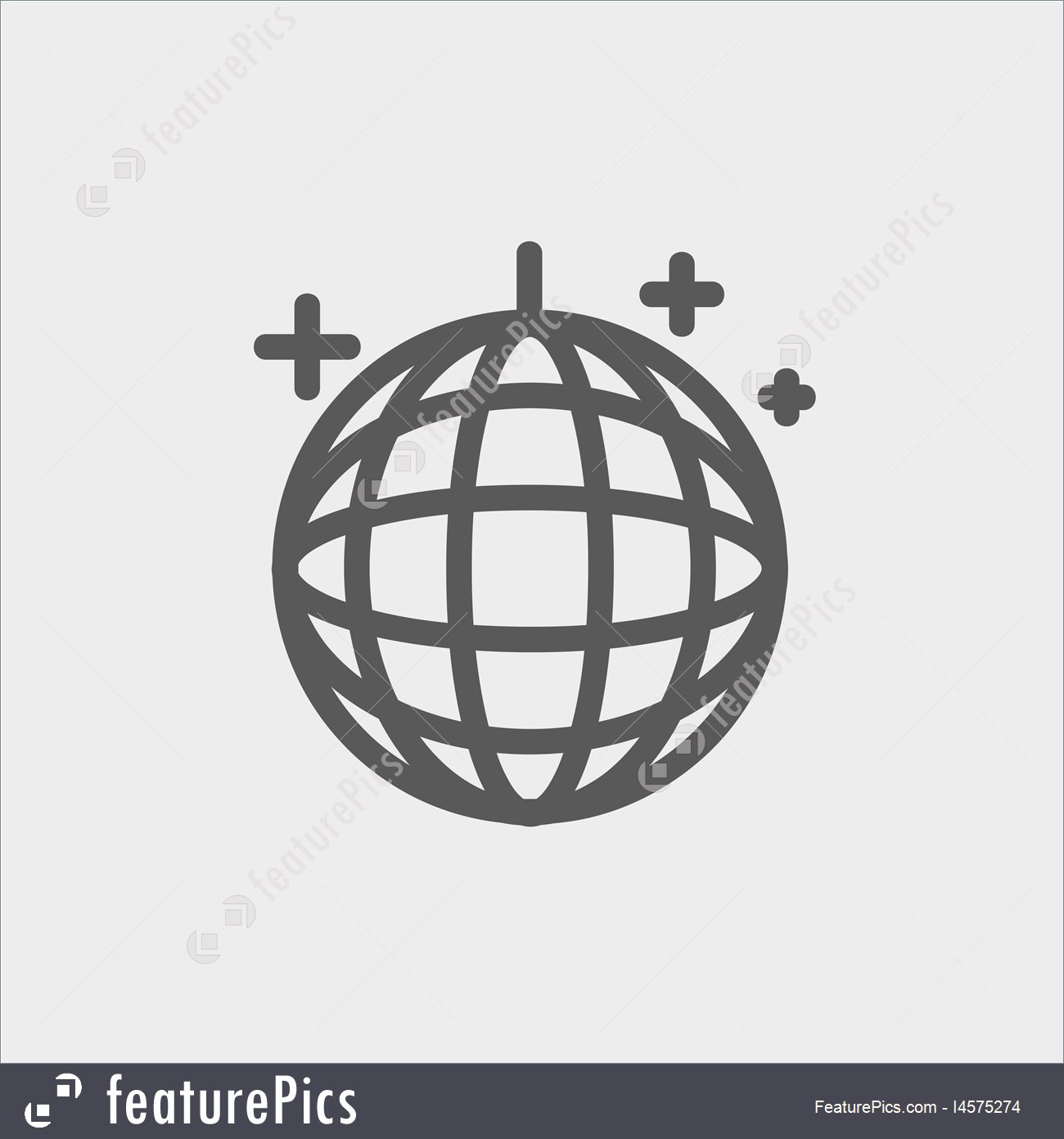 1300x1392 Disco Ball Thin Line Icon Illustration
