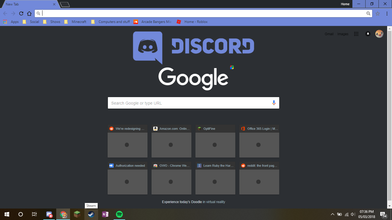 1366x768 Me + Photoshop + Chrome Theme Maker + Discord Branding Site = This
