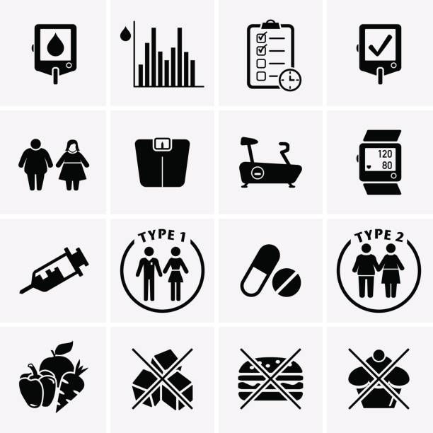 612x612 Diabetes Disease Icons Set Vector Art Illustration Bukaty