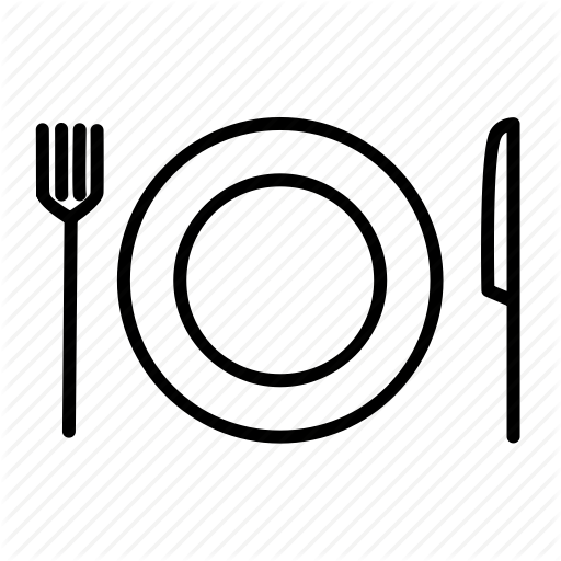 512x512 Dish, Food, Fork, Knife, Meal, Plate, Restaurant Icon