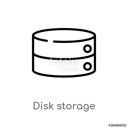 500x500 Outline Disk Storage Vector Icon Isolated Black Simple Line