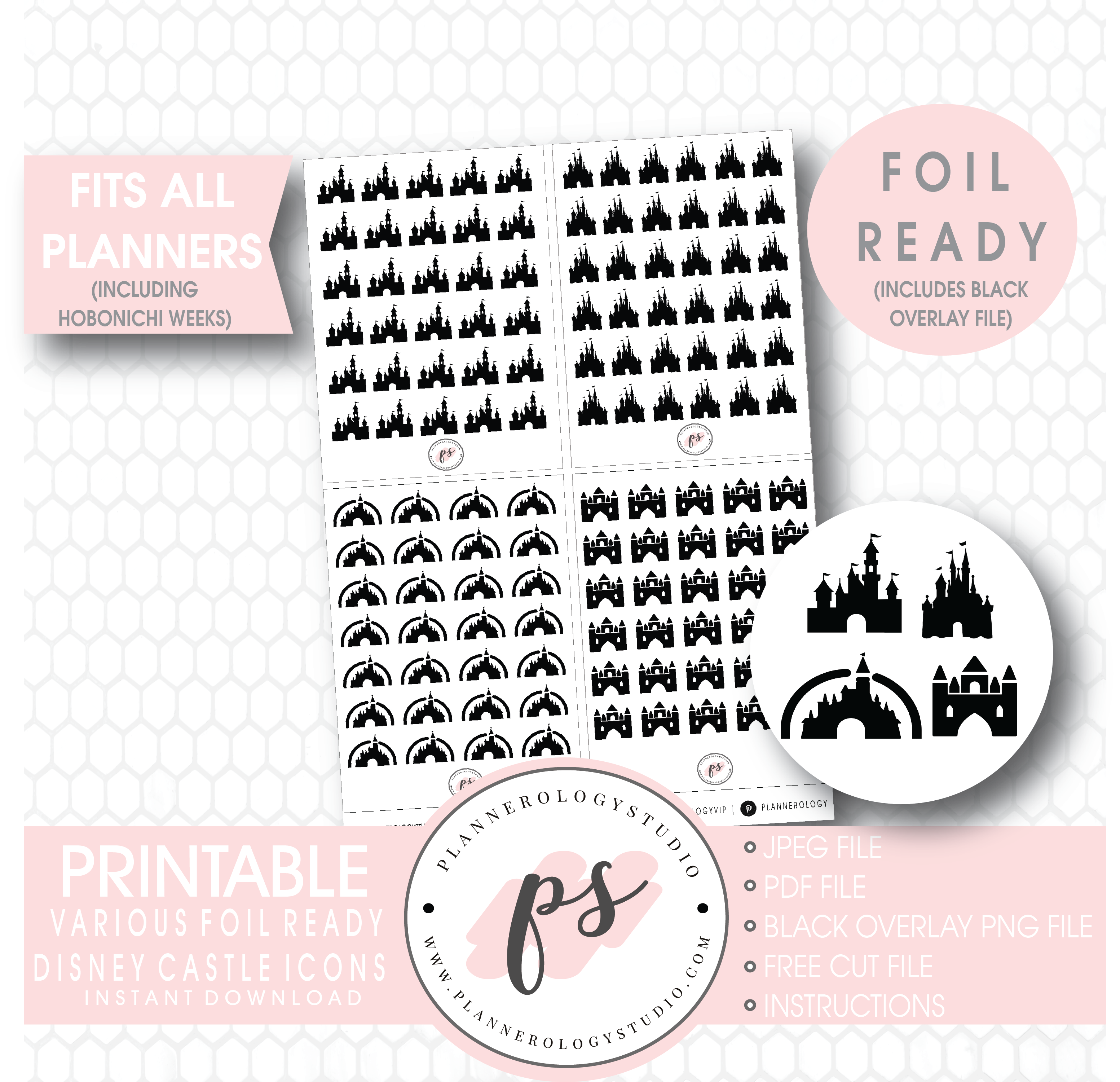 Various Disney Castle Inspired Icon Digital Printable Hobonichi 3106x3000 Various Disney Castle Inspired Icon Digital Printable Hobonichi
