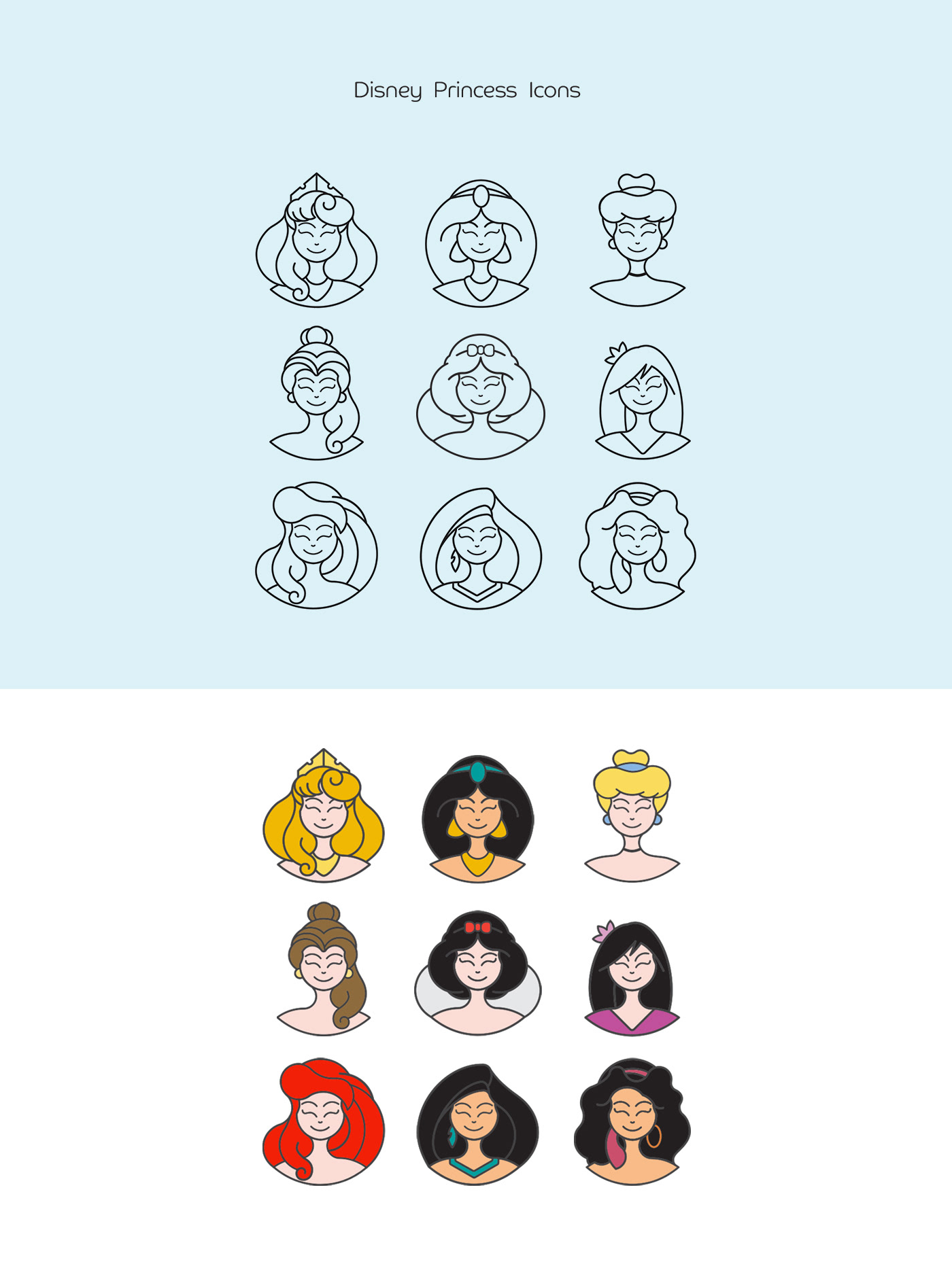 1400x1860 Disney Princess Icons On Behance