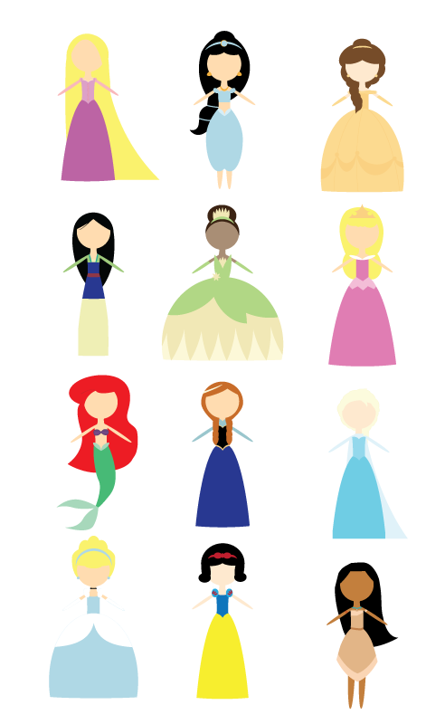 492x800 Disney Princess Icons Design