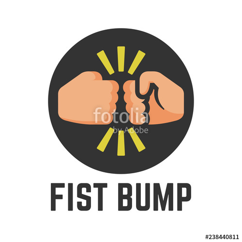 500x500 Vector Concept Fist Bump Flat Icon In Round Button Of Two Power