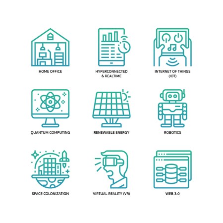 450x450 Technologies Disruption Icon Set Royalty Free Vector Graphics