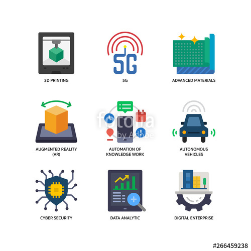 500x500 Technologies Disruption Icon Set Stock Image And Royalty Free