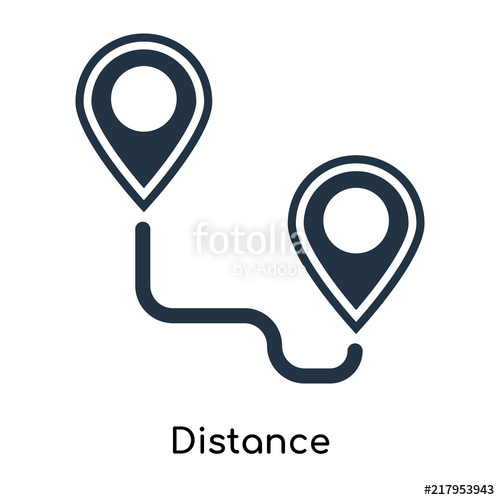 500x500 Distance Icon Vector Isolated On White Background, Distance Sign