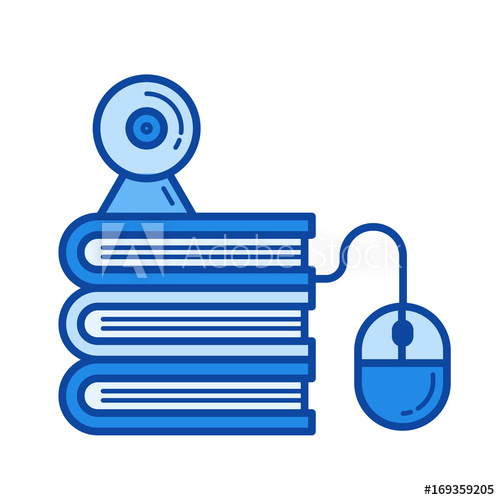 500x500 Distance Learning Vector Line Icon Isolated On White Background