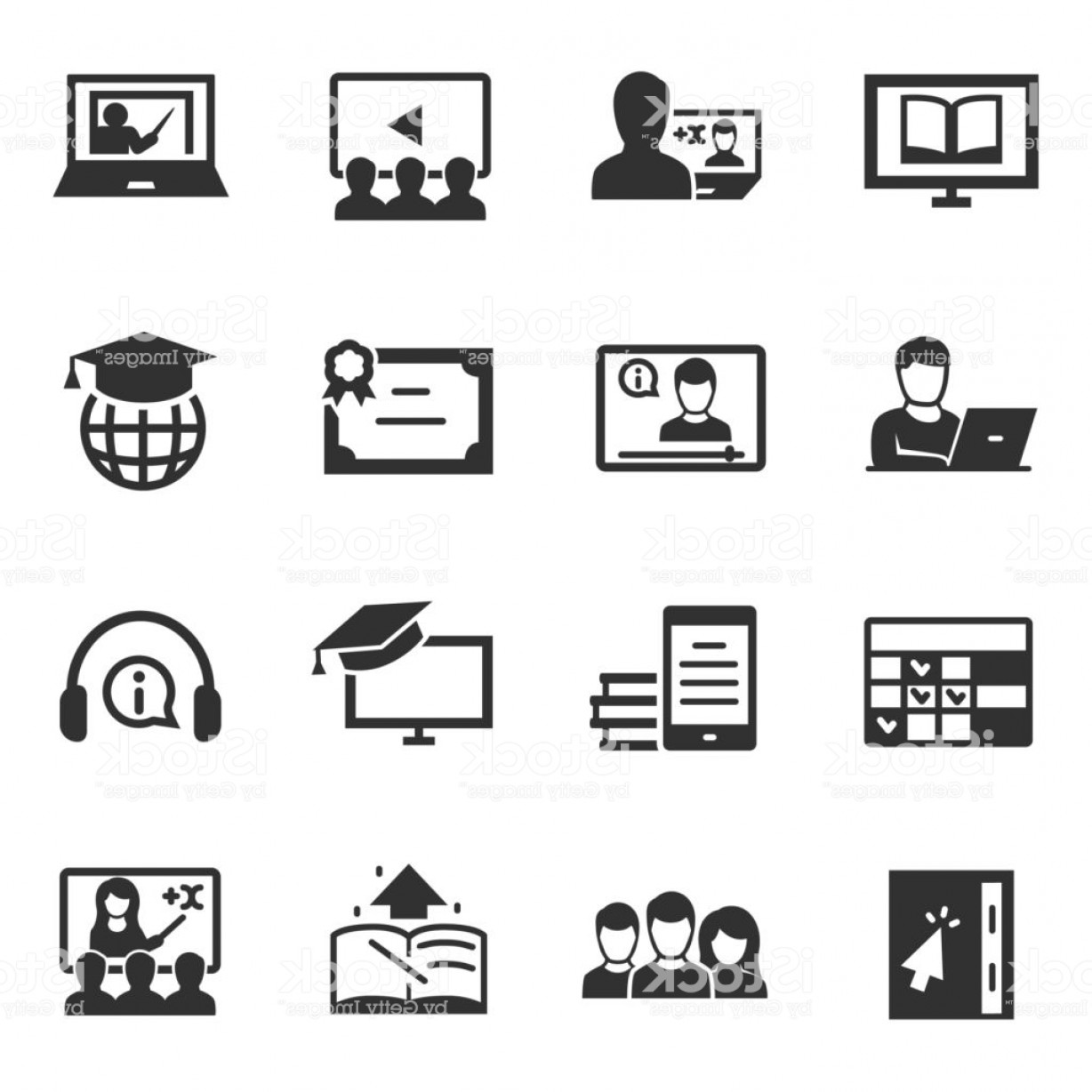 1228x1228 E Learning Icons Set Distance Learning Specialty Gm Hoodamathrun