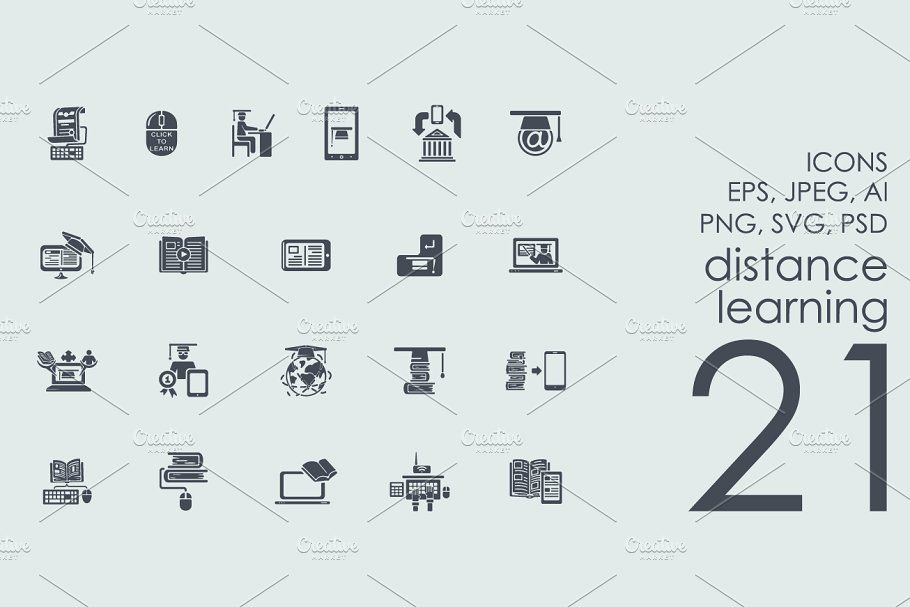 910x607 Distance Learning Icons