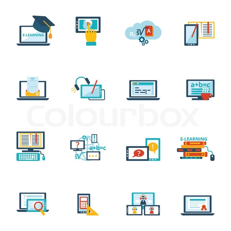 800x800 Online Education E Learning Video Stock Vector Colourbox