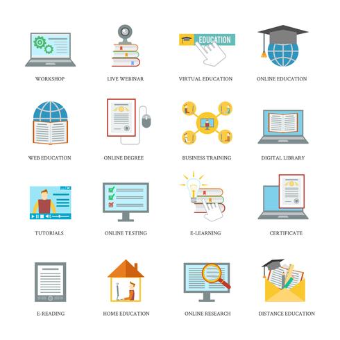 490x490 Online Education Icon Set