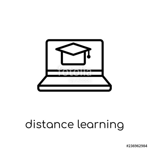 500x500 Distance Learning Icon Trendy Modern Flat Linear Vector Distance