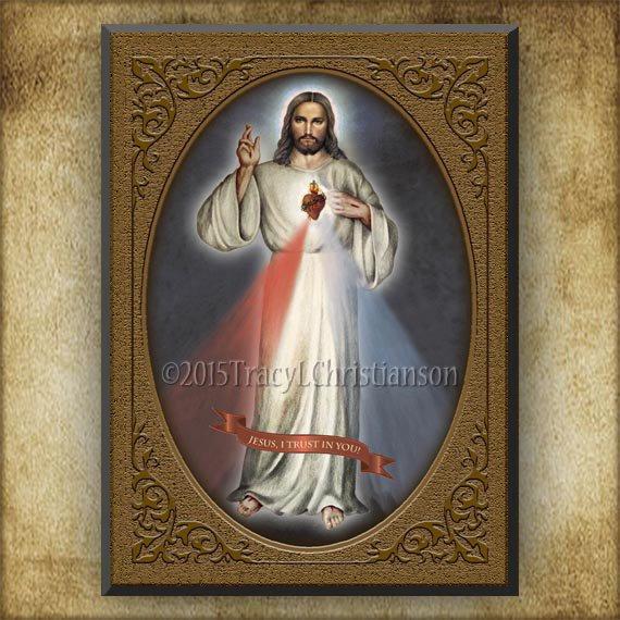 570x570 Divine Mercy Wood Icon Holy Card Gift Set For Easter A Etsy