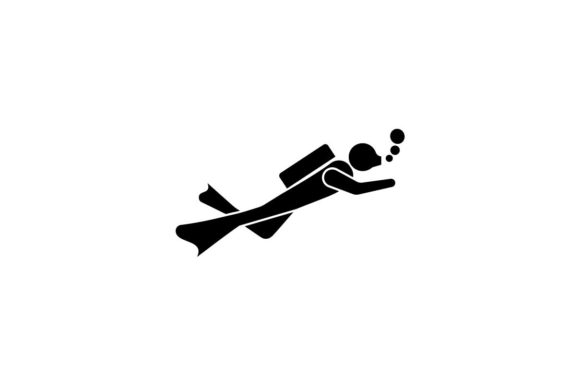 580x386 Scuba Diving Monochrome Icon Graphic