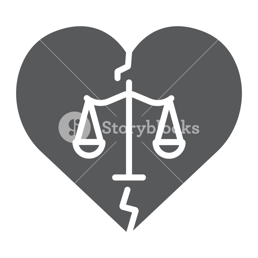 1000x1000 Divorce Glyph Icon, Law And Marriage, Broken Heart Sign, Vector