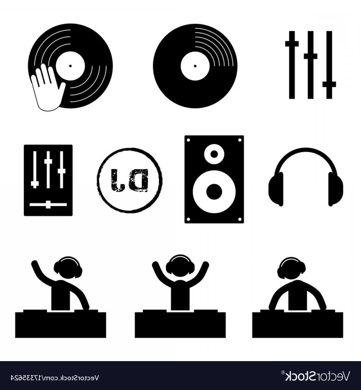 1200x1296 Dj Icon Set In Black Color Vector Sarahgardan