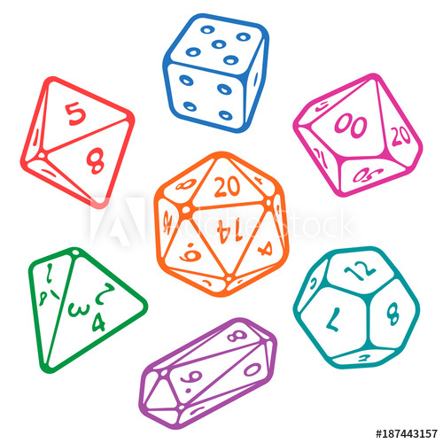 500x500 Vector Icon Set Of Dice For Fantasy Dnd And Rpg Tabletop Games