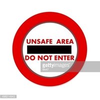 200x200 Unsafe Area And Do Not Enter Icon On White Background Stock