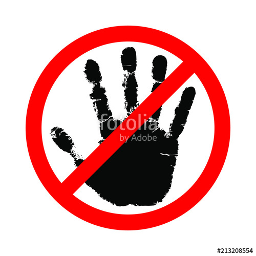 500x500 Sign Hand Blocking Icon Stop Hand Symbol Do Not Touch Vector