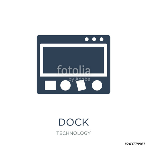 500x500 Dock Icon Vector On White Background, Dock Trendy Filled Icons