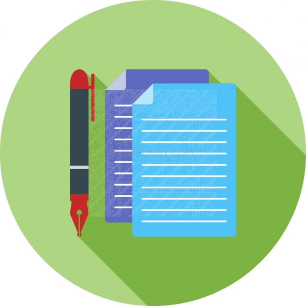 600x600 Documents And Pen Flat Shadowed Icon