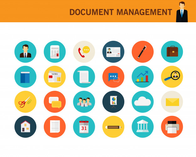 626x500 Document Management Concept Flat Icons Vector Premium Download