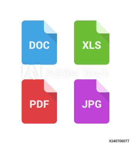 455x500 Type Vector Color Icon Set, Modern Minimalist Flat Design