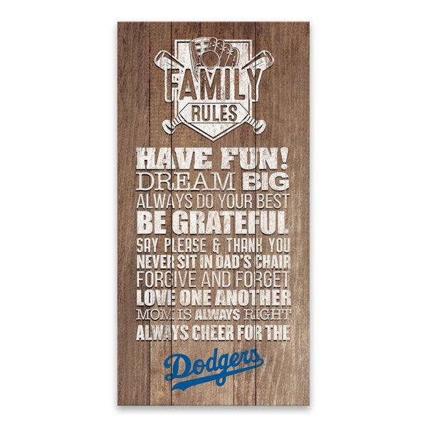 600x600 Shop Los Angeles Dodgers Family Rules Icon Wood Printed Canvas