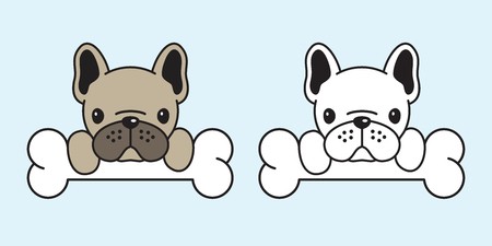 450x225 Dog Vector French Bulldog Icon Cartoon Character Pug Dog Bone Icon