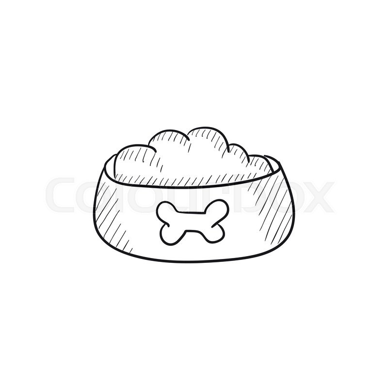 800x800 Dog Bowl With Food Vector Sketch Icon Stock Vector Colourbox