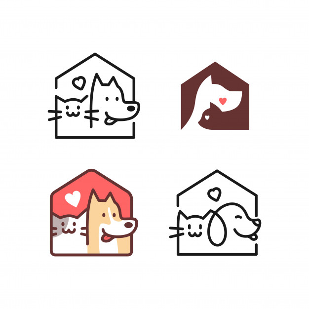 626x626 Dog Cat House Home Logo Vector Icon Line Art Outline Vector