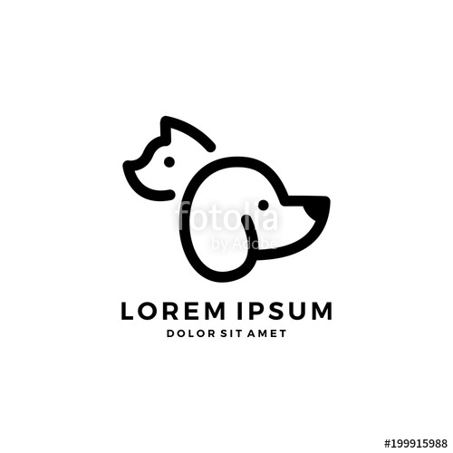 500x500 Dog Cat Head Pet Care Outline Line Art Monoline Logo Vector Icon