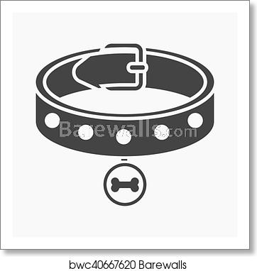 362x382 Dog Collar Rastr Icon In Black Style For Web, Art Print