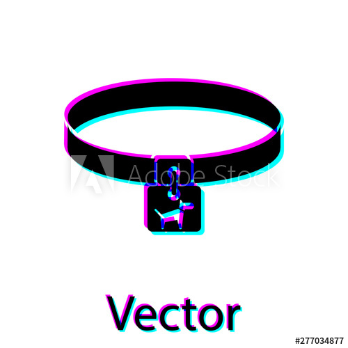 500x500 Black Dog Collar With Name Tag Icon Isolated On White Background