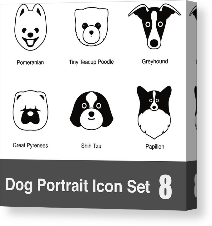 678x724 Set Of Cute Dog Face Icons, Vector Illustration Canvas Print