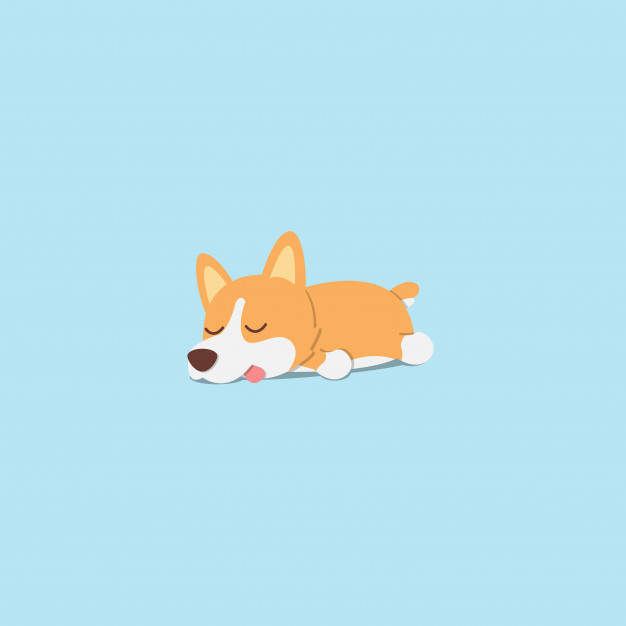 626x626 Lazy Dog Corgi Puppy Sleeping Flat Icon Design Vector Premium