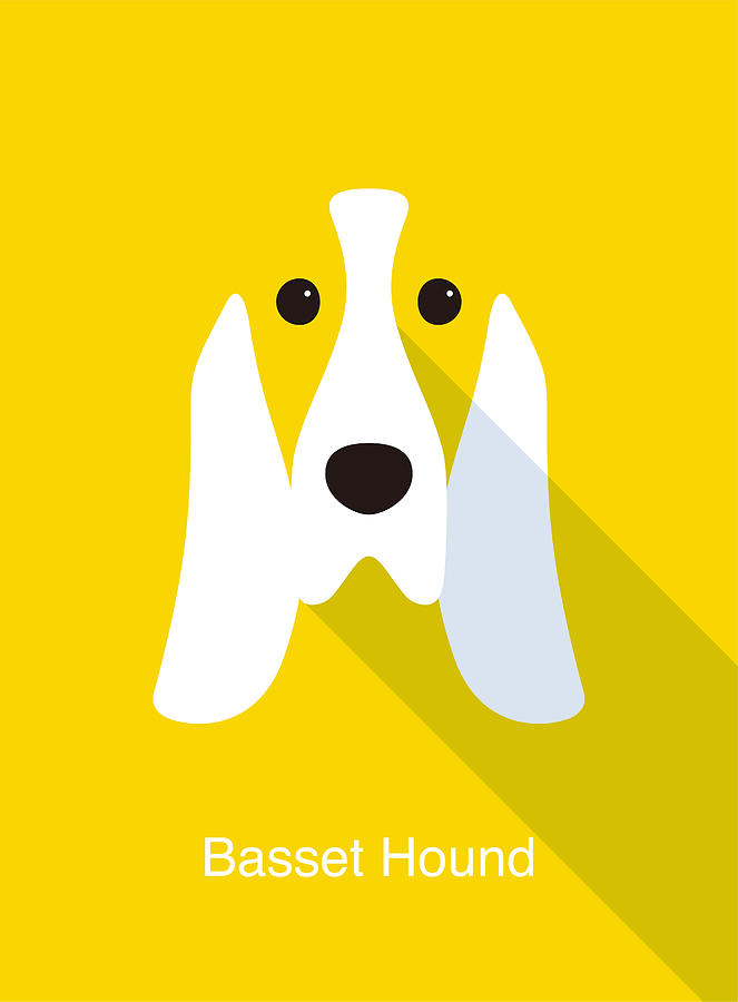 663x900 Basset Hound Dog Face Flat Icon Design, Vector Illustration