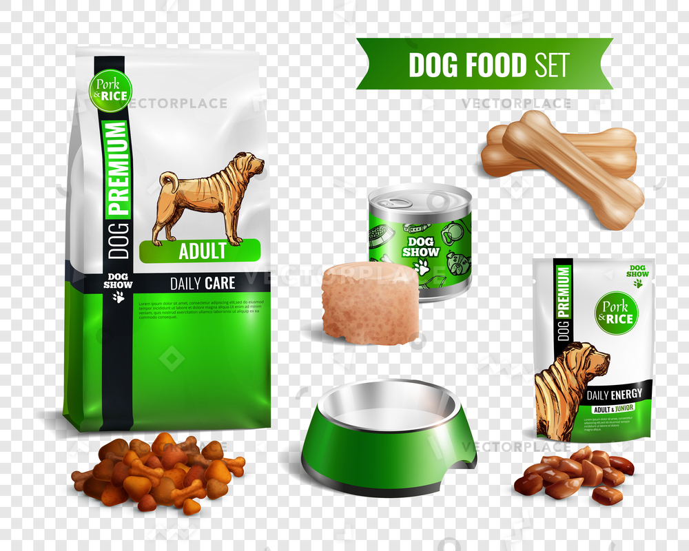 1000x800 Colored Realistic Dog Food Transparent Icon Vector Illustration