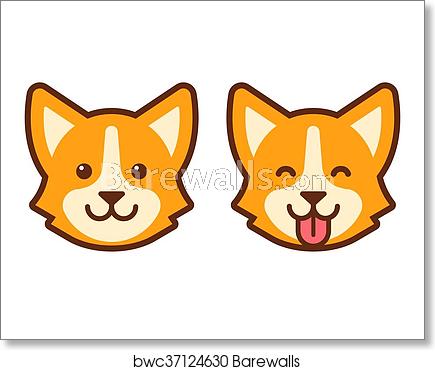 435x370 Corgi Dog Face Icon, Art Print Barewalls Posters Prints