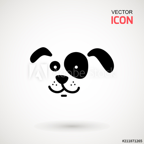 500x500 Dog Head Icon Flat Style Cartoon Dog Face Vector Illustration
