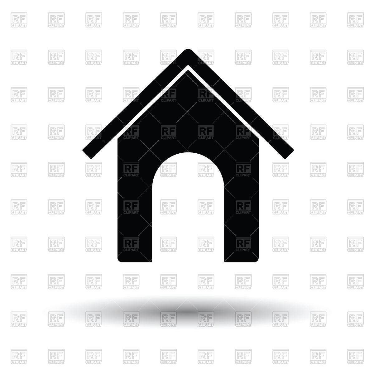 1200x1200 Dog House Icon On Black Background Vector Image Of Architecture