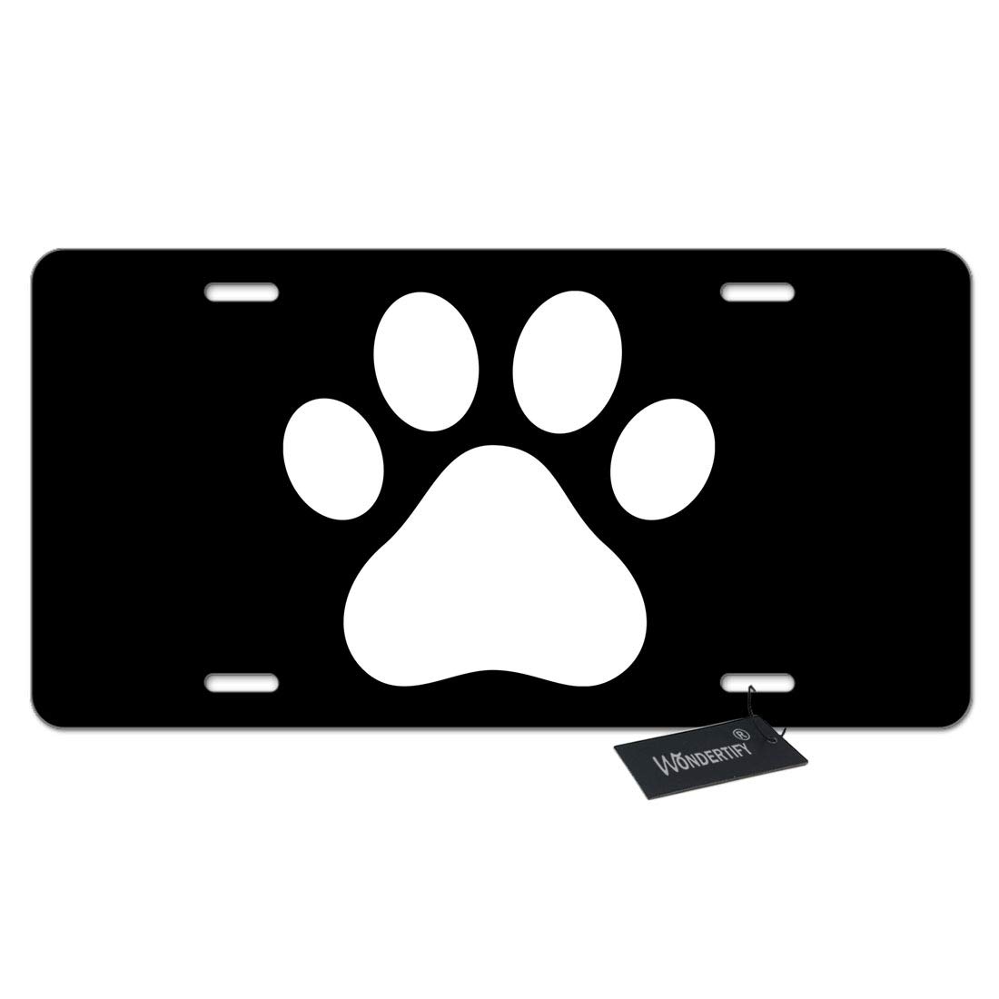1100x1100 Wondertify License Plate White Dog Paw Footprint Icon