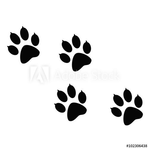 500x500 Imprint Of The Black Paw Prints Of The Animal Web Icon, Color Paw