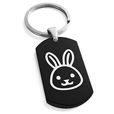 395x395 Tioneer Black Stainless Steel Rabbit Icon Dog Tag