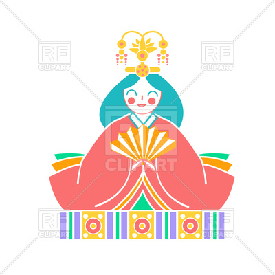 400x400 Japanese Empress Doll Icon In Linear Style Vector Image Of People