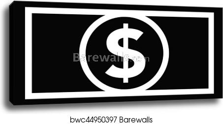 453x252 Dollar Bill Icon Black And White, Canvas Print Barewalls Posters