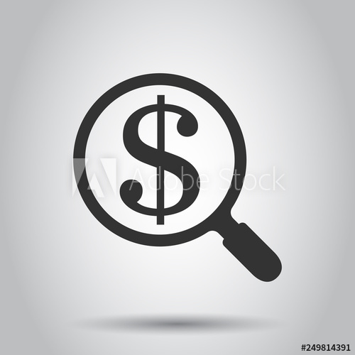 Magnify Glass With Dollar Sign Icon In Flat Style Loupe, Money 500x500 Magnify Glass With Dollar Sign Icon In Flat Style Loupe, Money