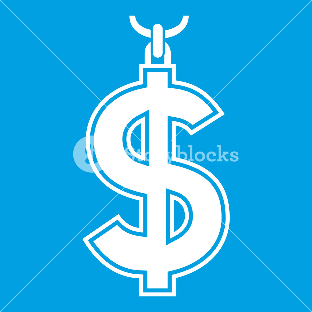 1000x1000 Necklace Of Dollar Symbol Icon White Isolated On Blue Background